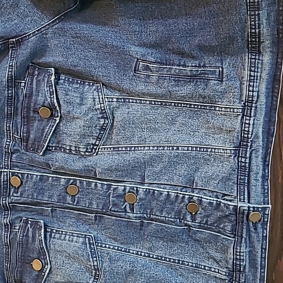 Denim 24/7 Wmns Plus 30W Blue Denim Gold Beaded Sequins Jacket Embellished Bling - Picture 7 of 16